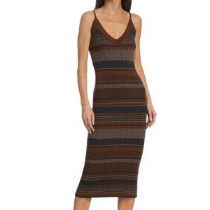 L'AGENCE Multicolor Striped Midi Dress